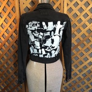 DIY Denim Cropped Jacket Cemetery Occult Patches